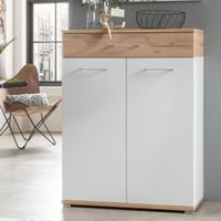 Armoire à chaussures Stoffel 89cm avec 2 portes & 1 tiroir - blanc/chêne