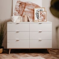Chiffonnier Göteborg 120cm 6 tiroirs - blanc 