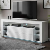 Meuble TV Gazza - 179x44x67cm - 4 tiroirs - avec éclairage - blanc