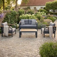 Assento 2+1+1+S Salon de jardin | IRIKO TREE | Gris, noir