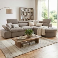 Canapé d'angle Firenze droit - avec fonction lit - tissu marron