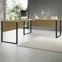 Bureau d'angle Amanda - 223x73x77cm - chêne artisan/noir