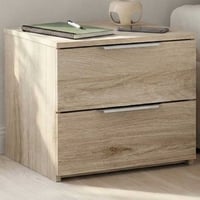 Table de chevet Spectre - 44x37x38cm - 2 tiroirs - décor chêne