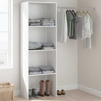 Armoire Botan B - 160cm, 3 planches & 1 tringle - blanc