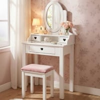 Coiffeuse pour enfants Amori avec miroir - blanc