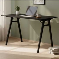 Bureau noir Vojens - 120x60x75 cm | MDF, bois d'hévéa