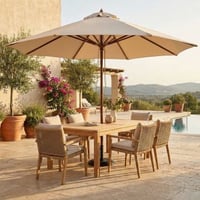 Parasol Joplin - Ø350cm - bois teck/écru