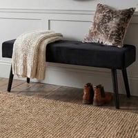 Banc Skiby en velours noir - 100x35x44 cm