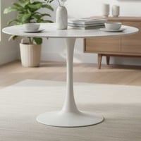 Table de cuisine Josh - Ø90x75cm - marbre blanc