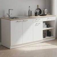 Ensemble de meubles bas Chef avec de l'espace pour évier, four et plaque de cuisson-chêne Kronberg/blanc mat