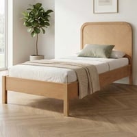 Lit simple Alessia - 90x200cm - avec sommier à lattes - bois de chêne massif