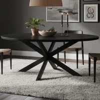 Table à manger Geraldton 180x100cm ovale bois de manguier - noir