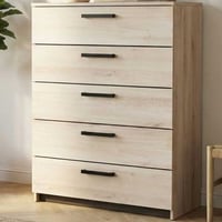 Commode Watson - 80x41x102cm - 5 tiroirs - décor chêne