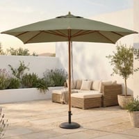 Parasol Joplin - 300x300cm - bois teck/vert