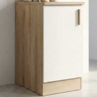 Meuble bas Romanie 40 cm 1 porte tournante et 1 étagère-chêne Kronberg/blanc mat