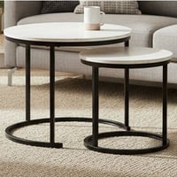 Ensemble de tables basses Lolita - Ø60x51 et Ø40x42cm - marbre