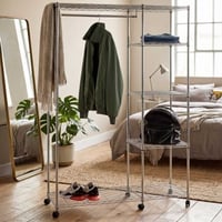 Chariot à vêtements | 123 x 45 x 181 cm | Acier chromé | Couleur argentée