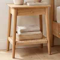 Table de chevet Alessia - 50x40x65cm - avec tiroir - bois chêne/rotin