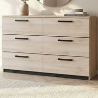 Commode Watson - 119x41x81cm - 6 tiroirs - décor chêne