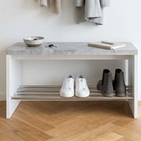 Banc Tillio 81cm, 1 étagère - chrome/décor en béton 