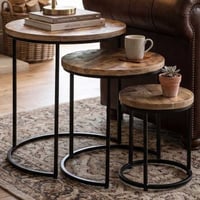 Lot de 3 tables d'appoint Leo - bois/métal
