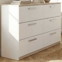 Commode Watson - 119x41x81cm - 6 tiroirs - blanc