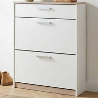 Armoire de chaussures Watson - 80x29x102cm - 2 portes & 1 tiroir - blanc