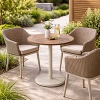 Table de jardin Cardiff Gescova - Ø70x75cm - aluminium et teck - beige/bois