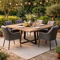 Table de jardin Margarite Gescova - Teck massif recyclé - 150x150 cm - Noir