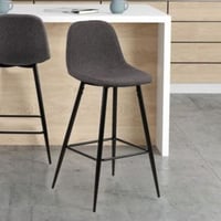 Tabouret de bar Wilhelm - 44x49x91cm - métal - tissu gris