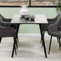 Table de salle à manger rectangulaire Wicklow - 140x80x75cm - céramique - marbre noir
