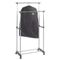Chariot porte-manteaux avec double rail chromé | Couleur argentée | Capacité de charge de 10 kg