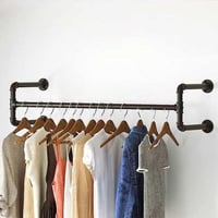 Portemanteau mural set de 2, barre de suspension en tube industriel