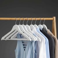 Cintres en bois, lot de 20, cintres pour manteaux, antidérapants, pivotant à 360°, blanc/argenté