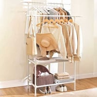 Porte-vêtements en métal : chargeable jusqu'à 70 kg, montage facile, 2 étagères, 2 tringles de suspension