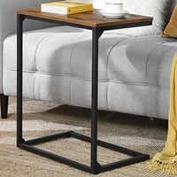 Table d'appoint rustique marron/noir - Utilisation à partir du canapé/lit et installation simple