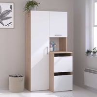 Meuble de rangement Laundry - 92x66x184cm - 4 portes - décor chêne/blanc
