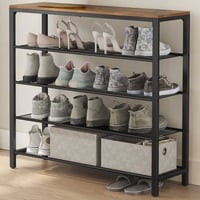 Etagère à chaussures Brad 4 tablettes - brun rustique/noir