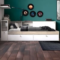 Lit Liva 90 x 190/200 cm-chêne Kronberg/blanc mat