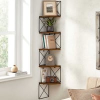 Étagère d'angle à 5 niveaux - design mural flottant, capacité de 6 kg