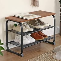 Etagère à chaussures Elliot 2 tablettes - brun/noir