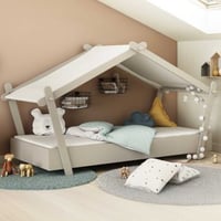 Lit maison Virginia 90 x 200 cm-gris clair/écru