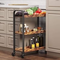 Desserte Xenia 3 tablettes - brun rustique/noir