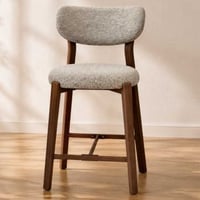 Tabouret de comptoir Luca - 53x46x96cm - métal - grège/noyer