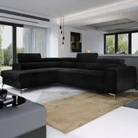 Canapé d'angle gauche Laurentius 278x205 cm-noir