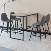 Ensemble de bar Menton 120x60 avec 4 tabourets - brun/gris