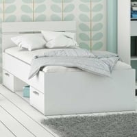 Lit Micheline avec rangement 90 x 200 cm-blanc mat 