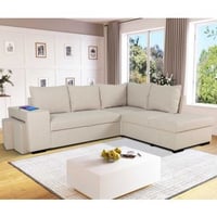 Canapé d'angle Mitchell droit - avec rangement - beige