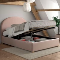 Lit double Maeva - 140x200cm - avec rangement - rose