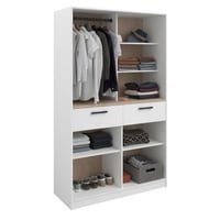 Armoire ouverte Modulix - 120x50x200cm - 2 tiroirs - blanc/décor chêne